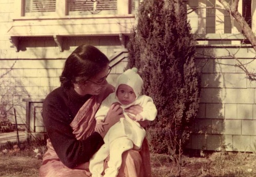 Me with Virgil in the front garden at 4623 West 12th Ave Vancouver